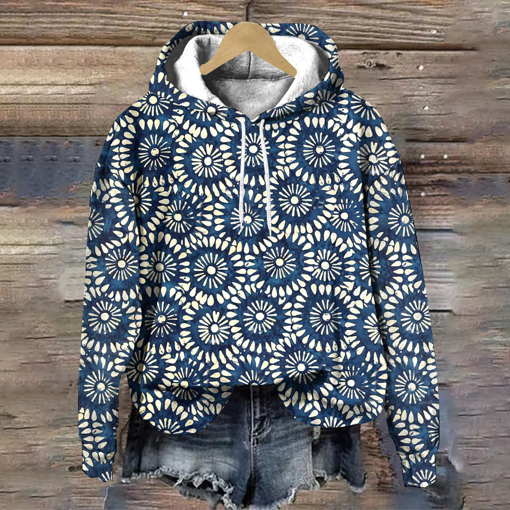 Stylish Floral-patterned Loose-fitting Designer Hoodie For Fall - cas7m