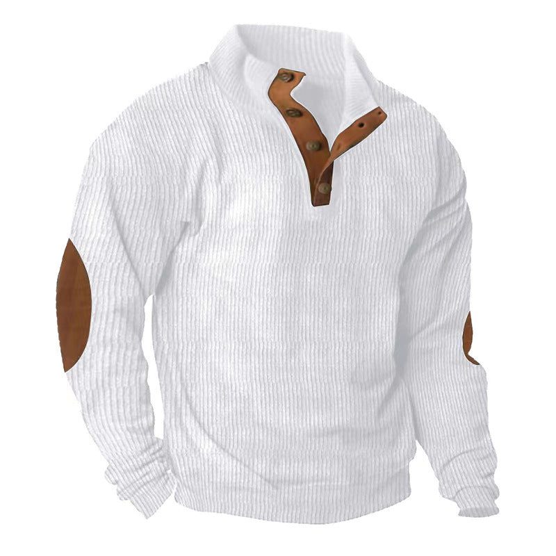 Corduroy Casual Stand Collar Long-sleeved Sweater - cas7m