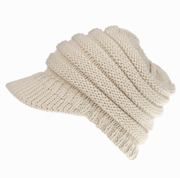 BeanieTail Knit Hat for Stylish Ponytails & Buns - Warm & Versatile - cas7m