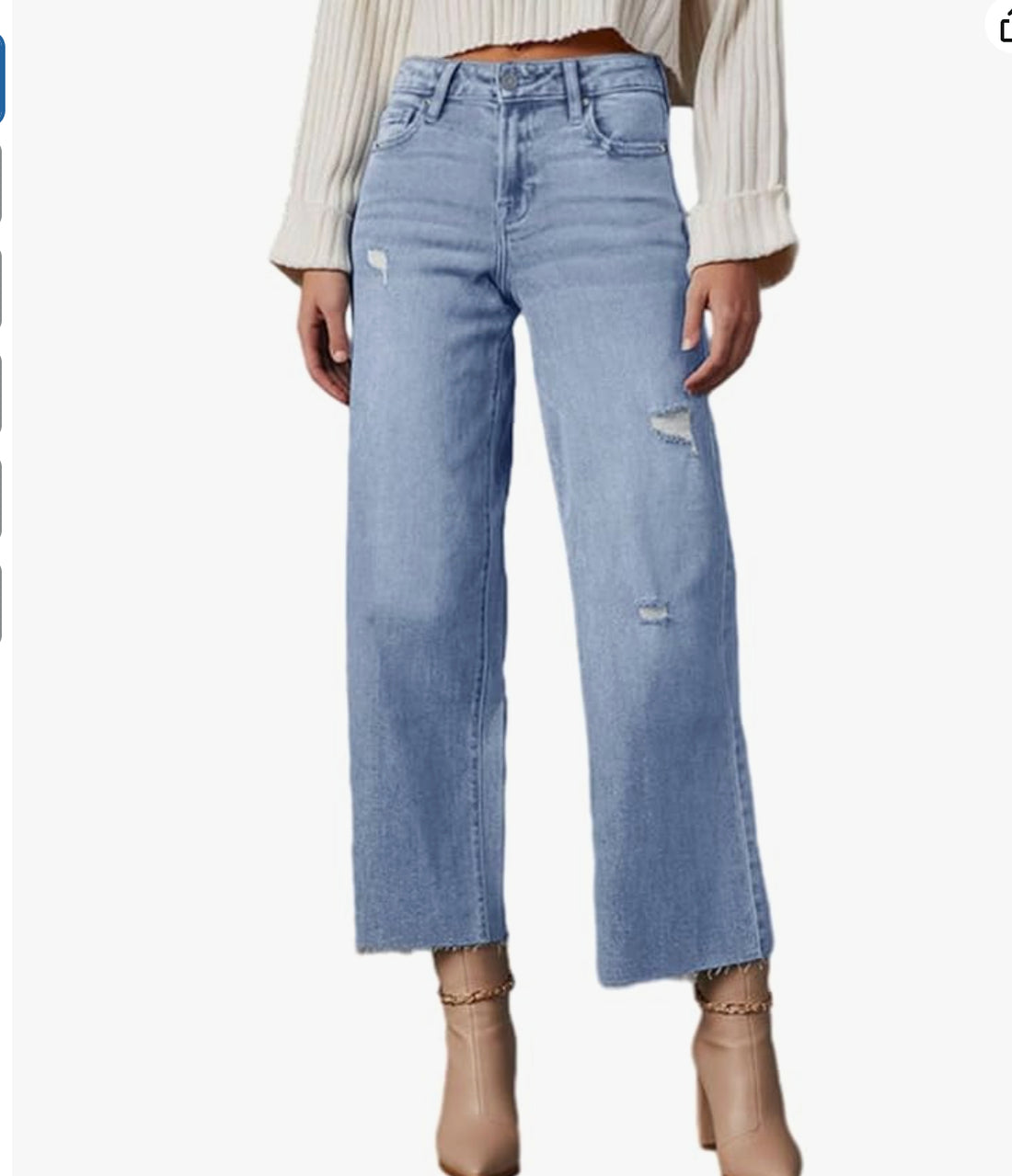 Women's High Waisted Loose Jeans - cas7m