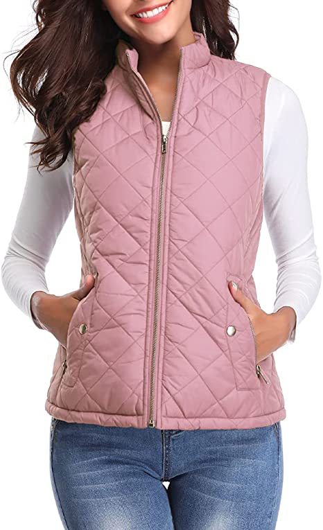 Women's Cotton Vest Stand Collar Zipper Pocket Warm - cas7m
