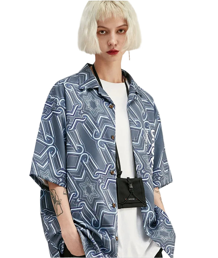 Hawaiian Digital Print Streetwear Shirt Men - cas7m