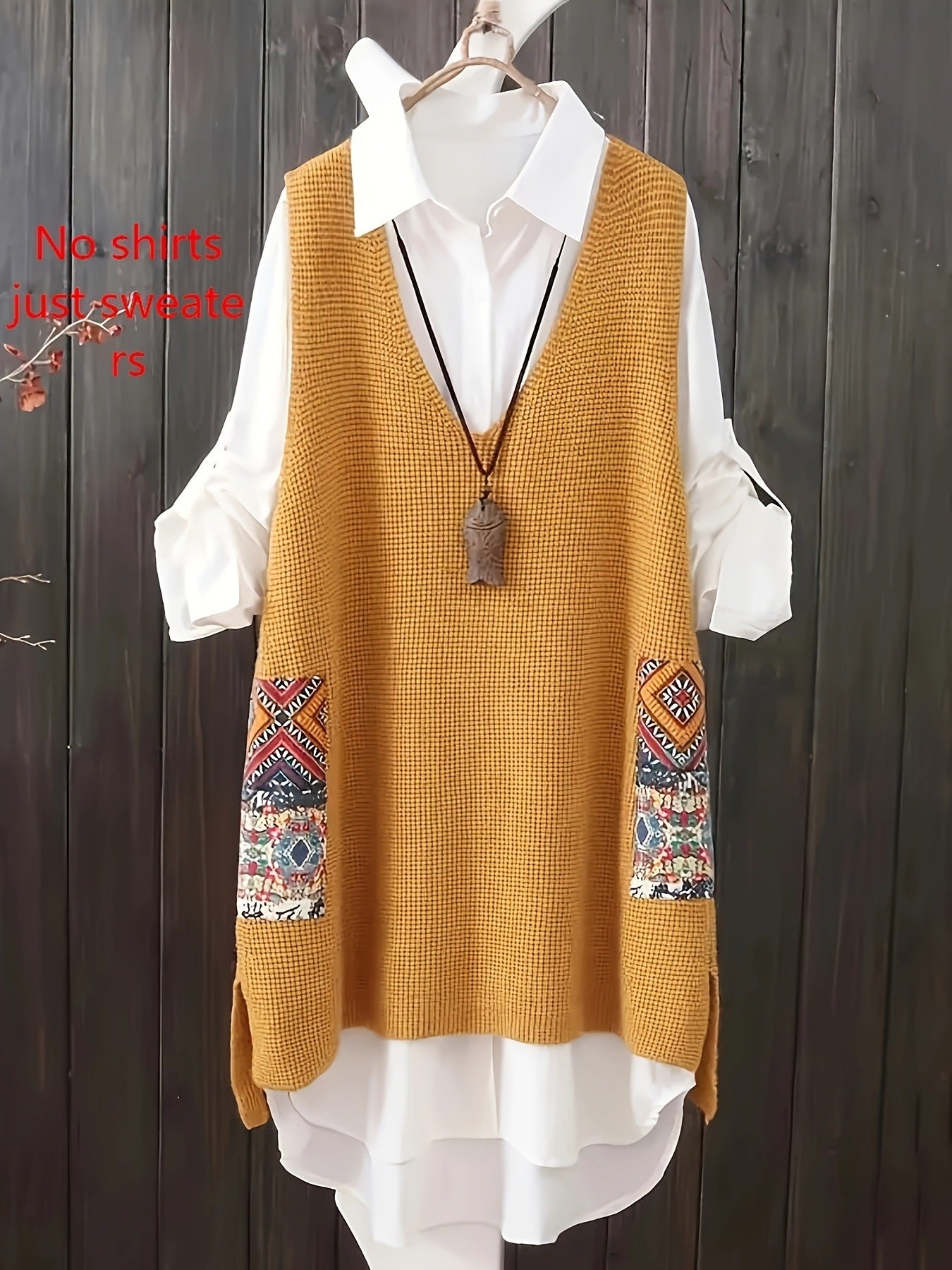 Women's Knitted Vest Loose V-neck - cas7m