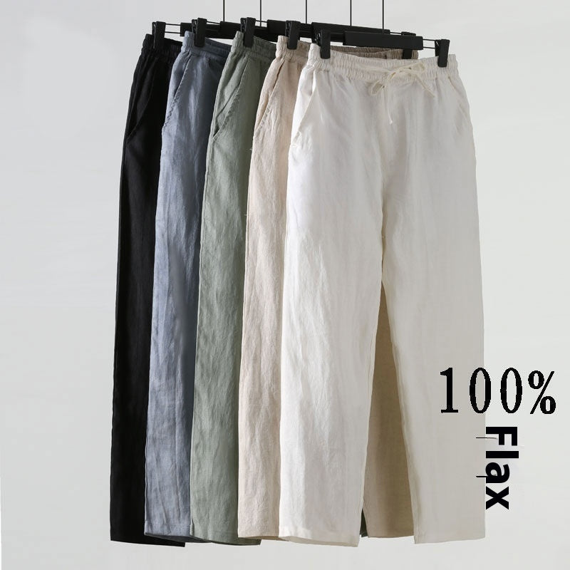 Cotton Linen Cropped Men's Casual Pants Style - cas7m
