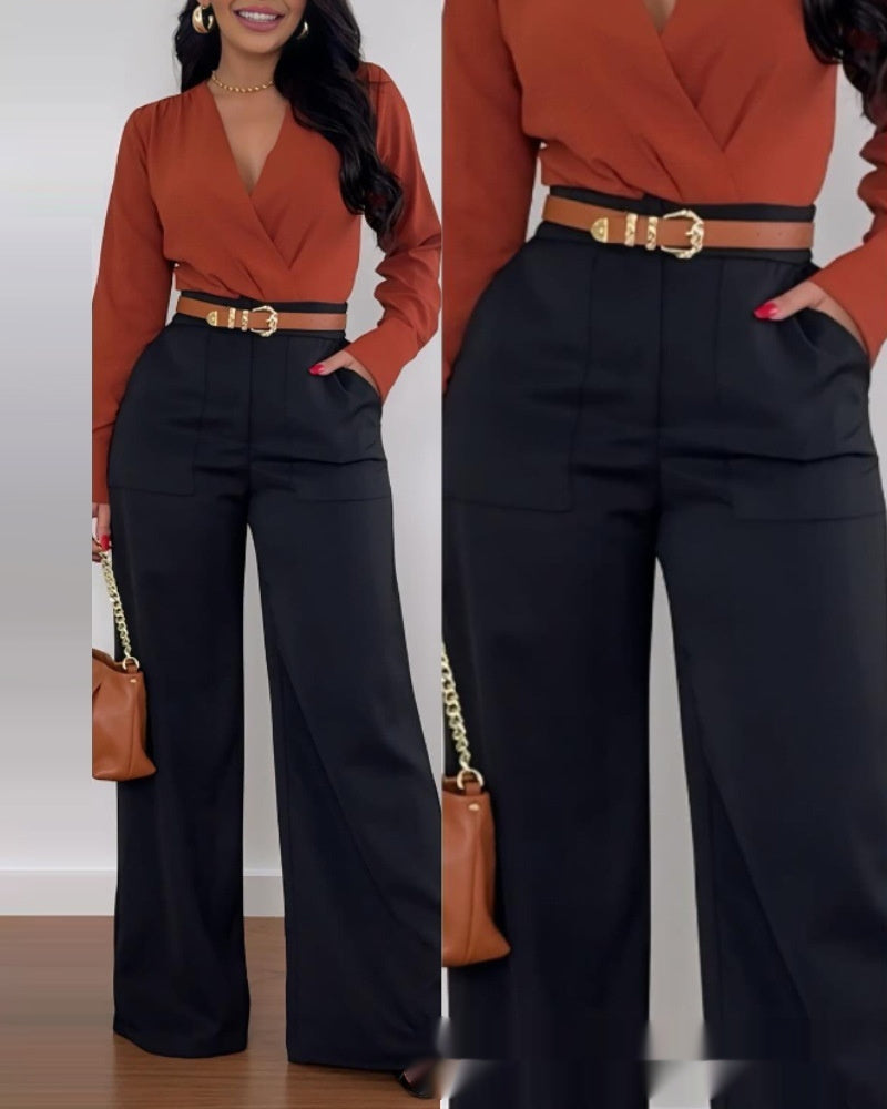 Solid Color BASIC Versatile Casual Flared Pants - cas7m