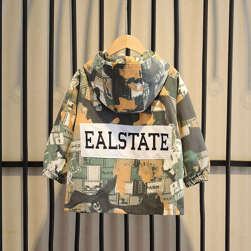 Boys' Autumn Korean Casual Hooded Camouflage Jacket - cas7m