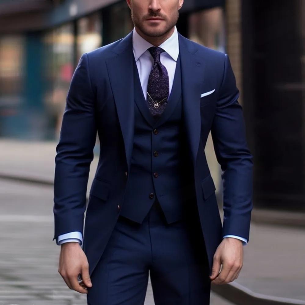 Men's Three-piece Suit Solid Color High Sense - cas7m