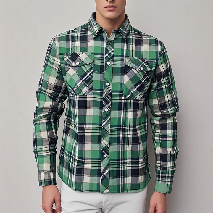 Mens Stylish Long-Sleeve Lapel Shirt - cas7m