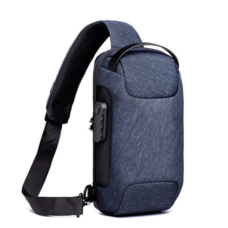Waterproof USB Anti-theft Bag Men Oxford Crossbody Shoulder Bag Sling Multifunction Short Travel Messenger Chest Pack - cas7m
