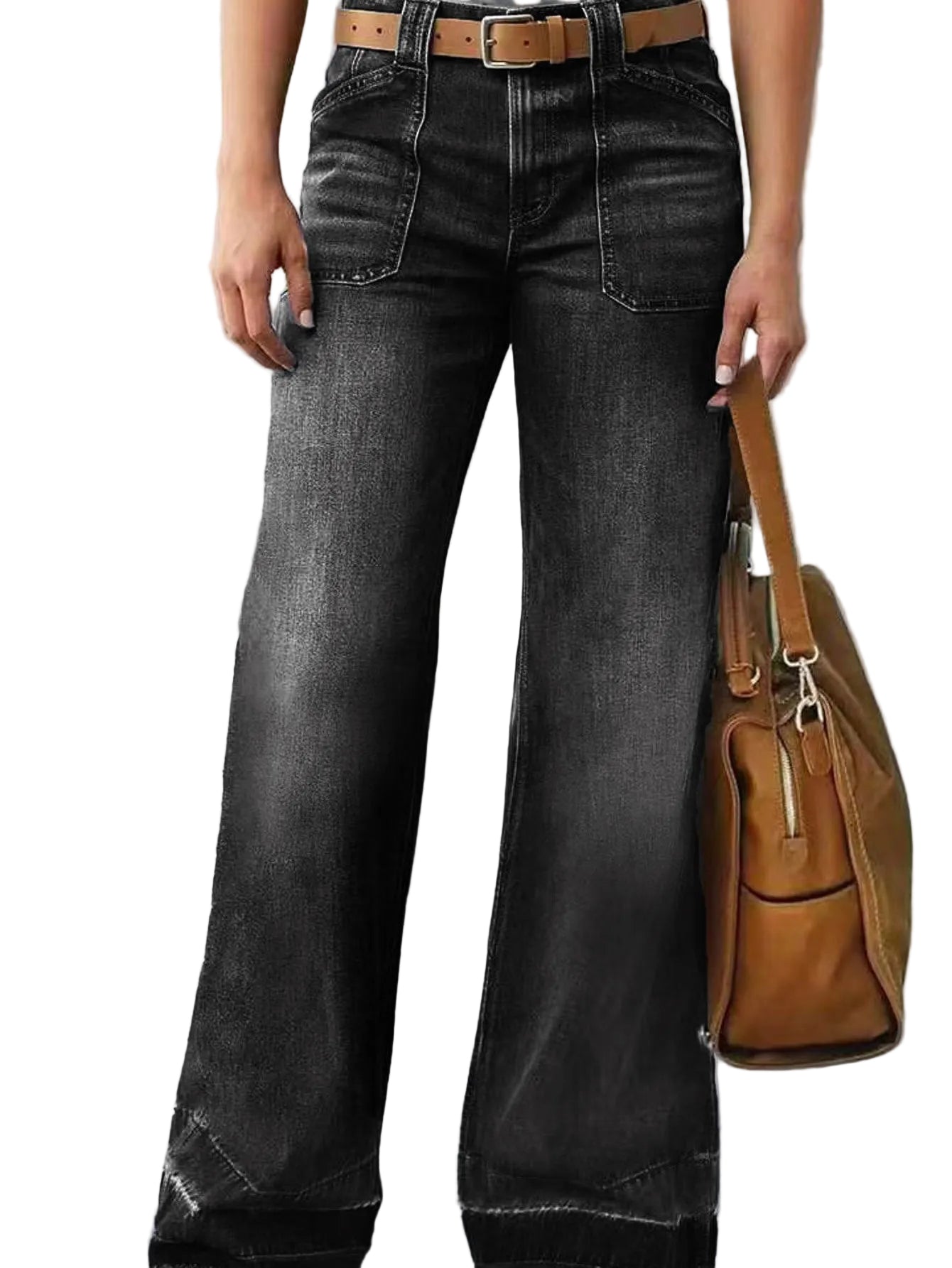 Retro High Waist Straight Loose Slimming And All-matching Jeans - cas7m