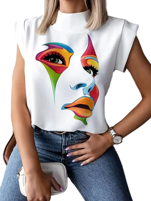 Women's Printed Sleeveless Casual Top - cas7m