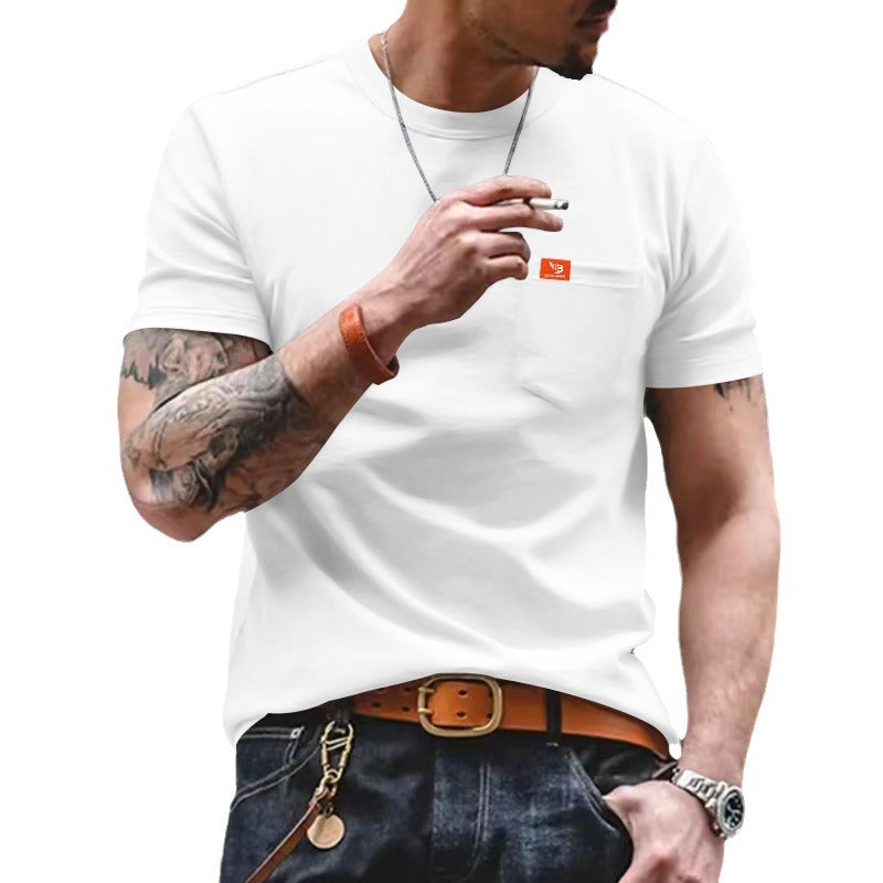 Plus Size Solid Color T-shirt Trendy Casual Short Sleeve Men - cas7m