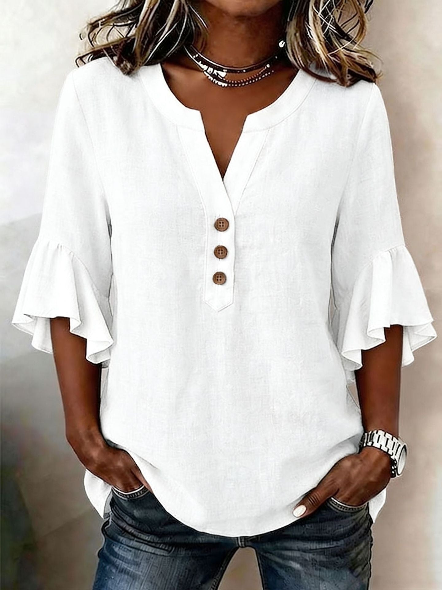 Solid Casual Loose Blouses For Women Fashion Summer Vintage Women's Oversized Shirts And Blouses Elegant Youth Female Tops - cas7m