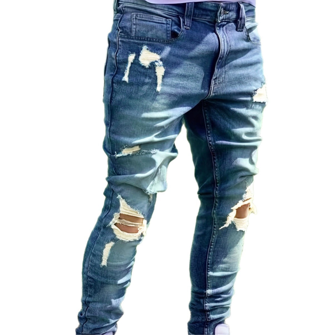 Men's Ripped Fashion Personality Street Trend Style Jeans - cas7m