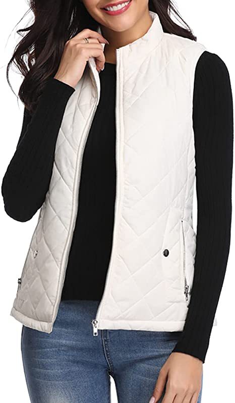 Women's Cotton Vest Stand Collar Zipper Pocket Warm - cas7m