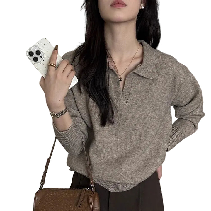 Womens Casual Retro Long-Sleeve Knitted Sweater - cas7m
