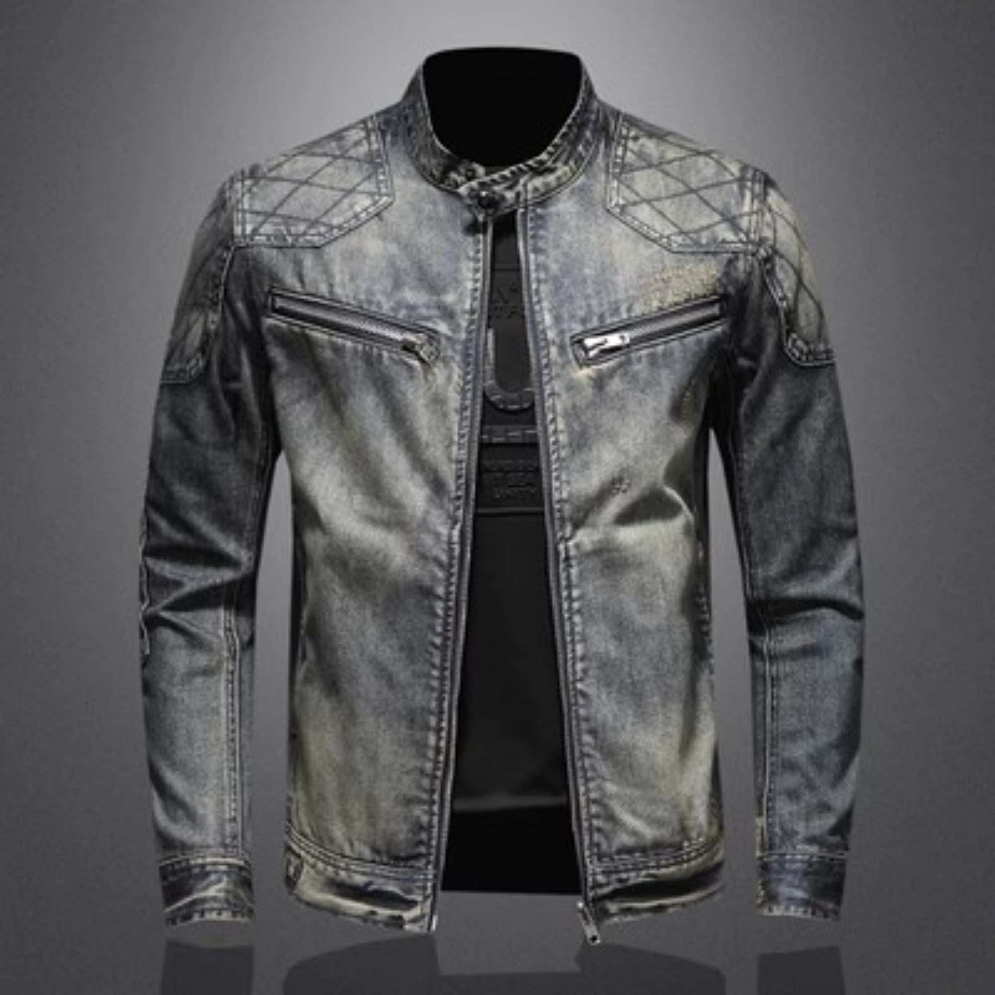 Men's Personalized Patch Denim Jacket - cas7m