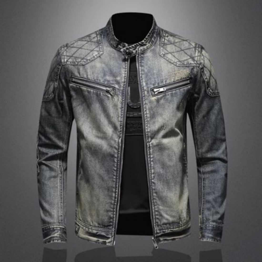 Men's Personalized Patch Denim Jacket - cas7m