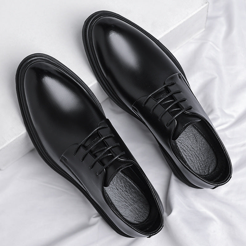 Business Formal Wear British Commuter Leather Black Leather Shoes - cas7m
