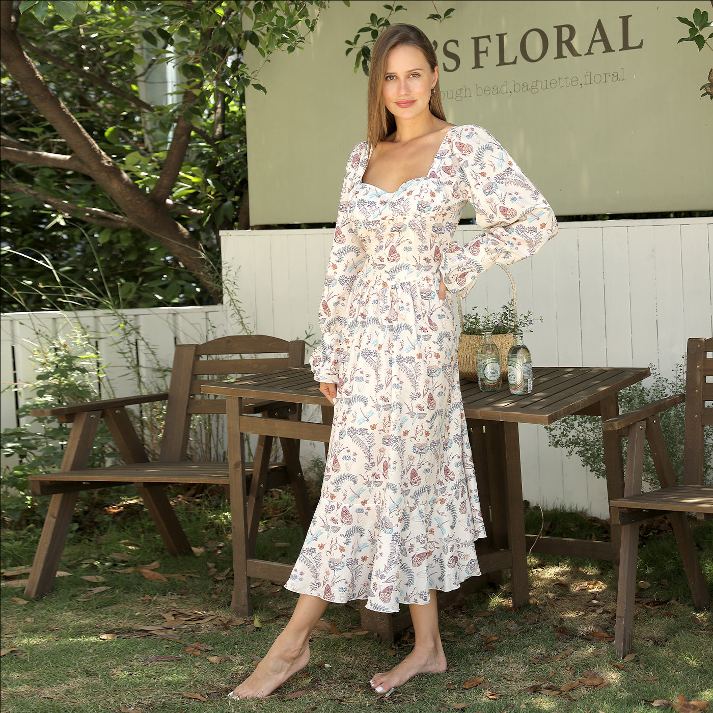 Chic Square Neck Printed Dress