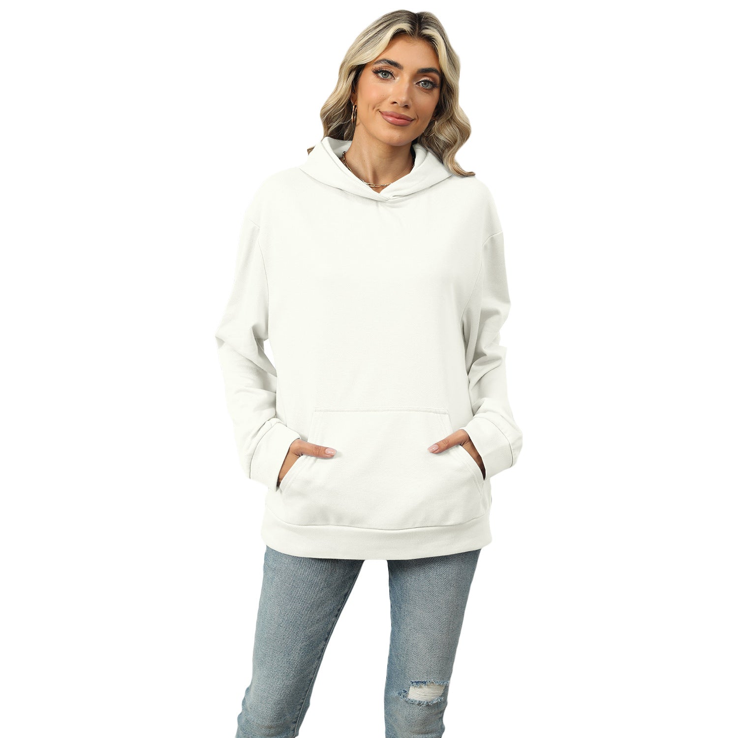 Casual Hooded Pocket Sweatshirt Women - cas7m