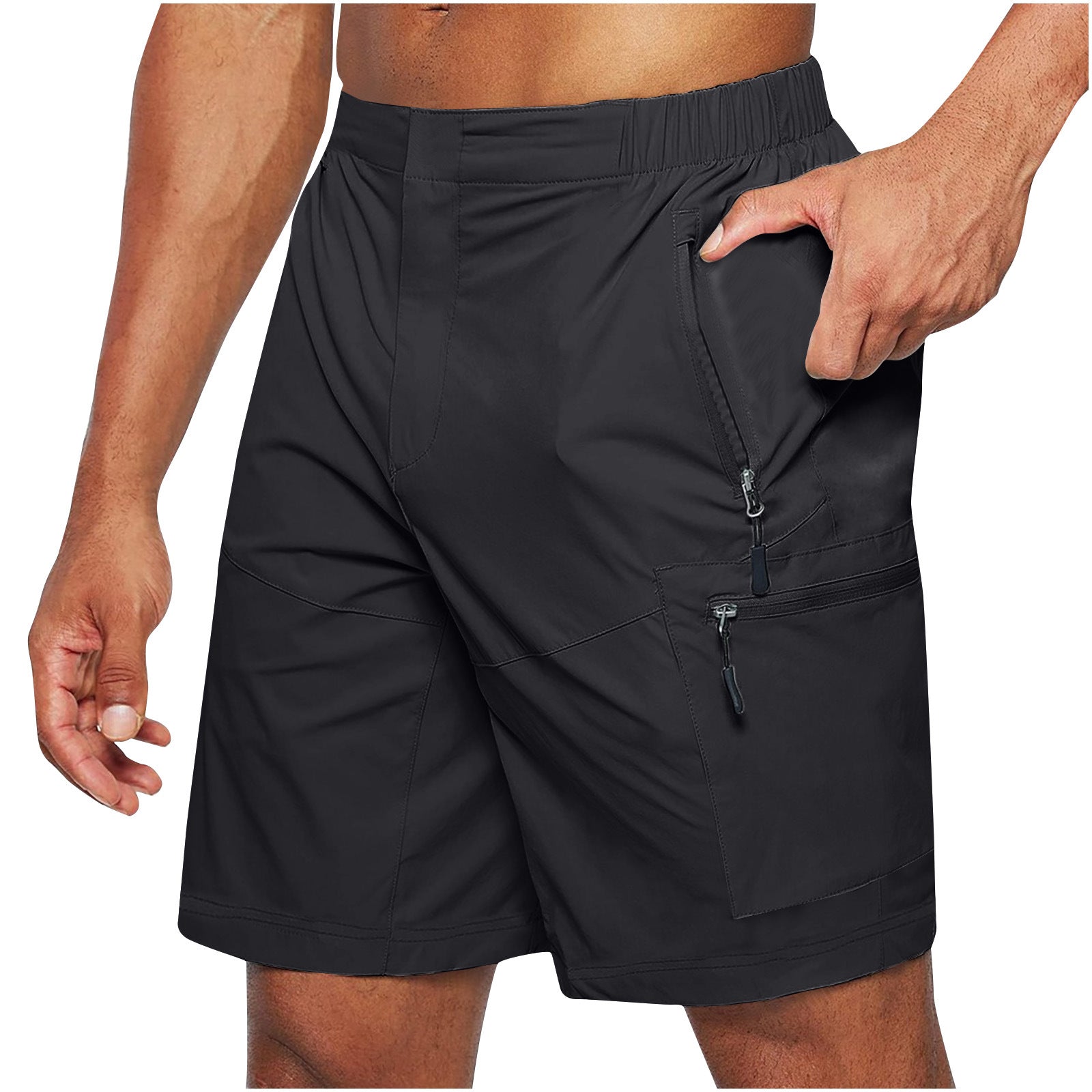 Men'S Casual Elastic Waist Strap Summer Shorts Casual Fit Fashion Outdoor Long Shorts For Men Knee-Length Straight Leg Pants Shorts - cas7m