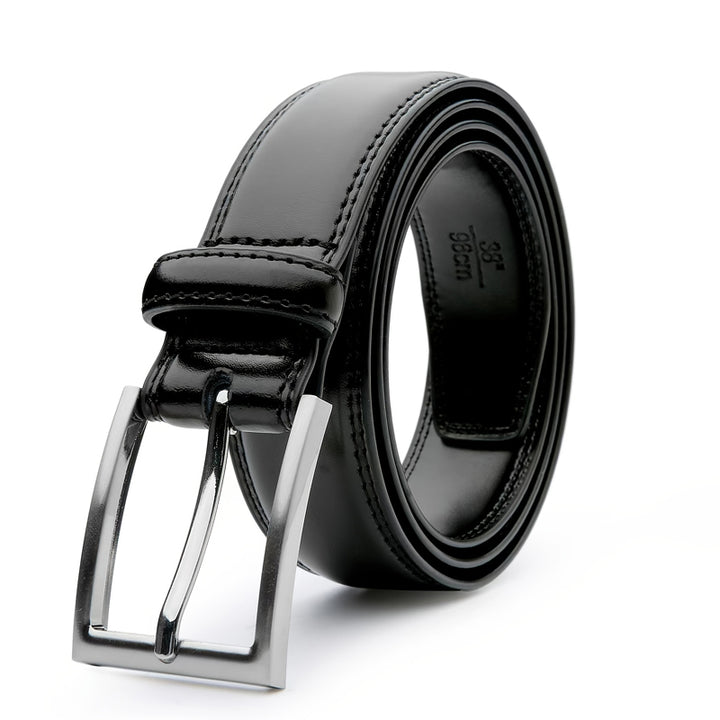 Black 100cm Womens Genuine Leather Dress Belt Classic Casual Belt With Single Prong Buckle For Jeans Pants Work And Business - cas7m