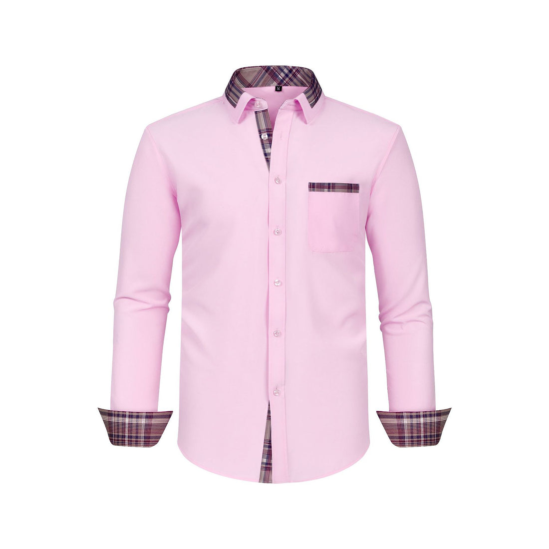 Large Size Patchwork Flower Collar Long Sleeved Men - cas7m