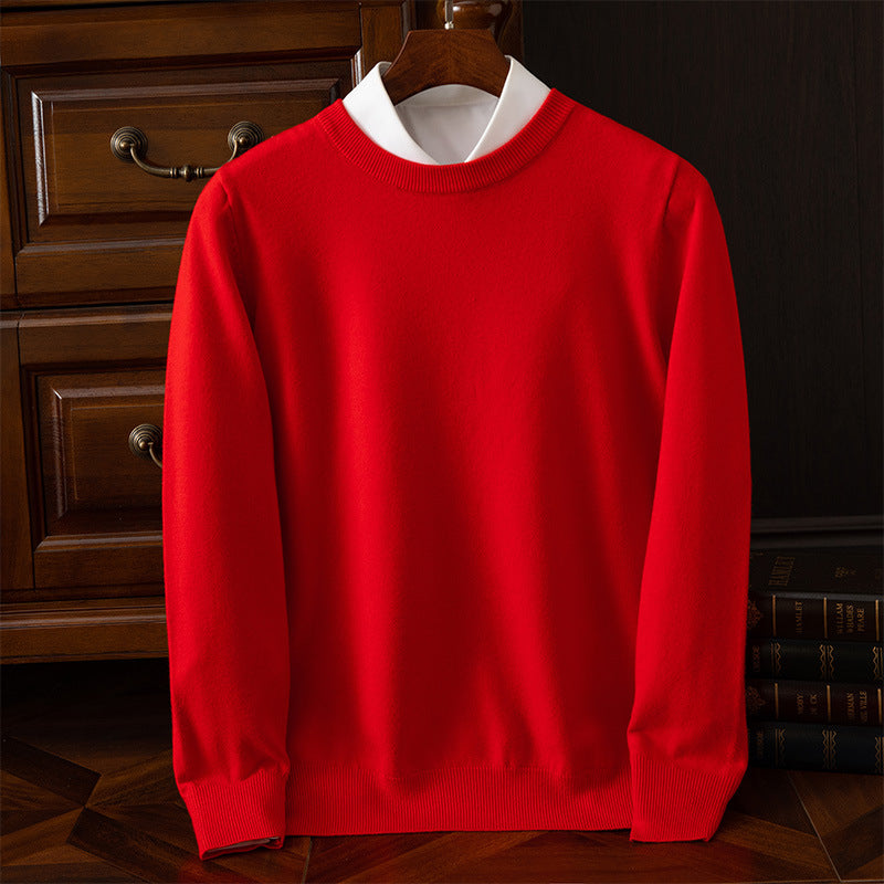 Round Neck Pullover Bottoming Shirt Casual Business Loose Long Sleeve Sweater - cas7m