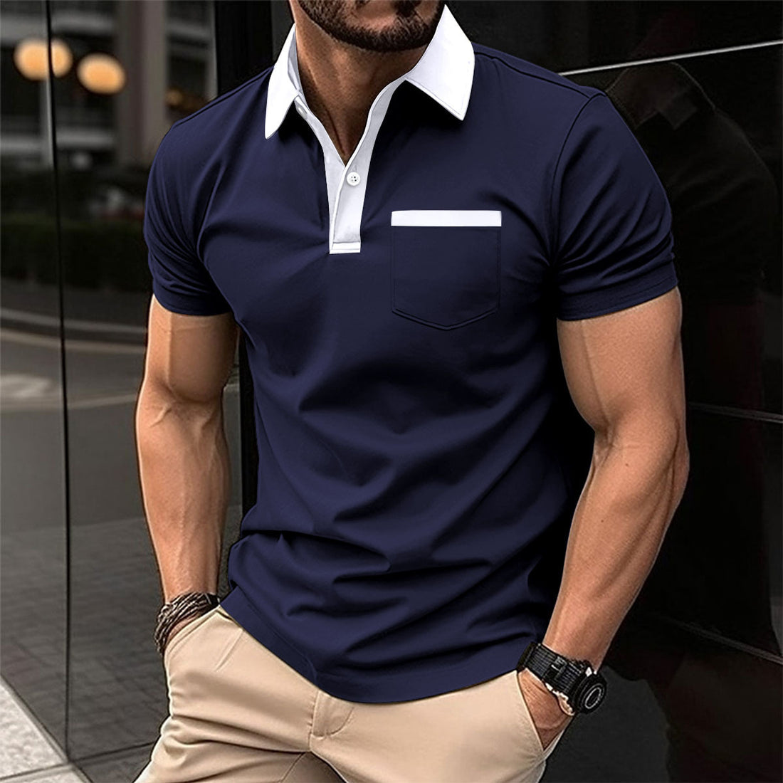 Slim Chest Pocket Short Sleeve Men - cas7m