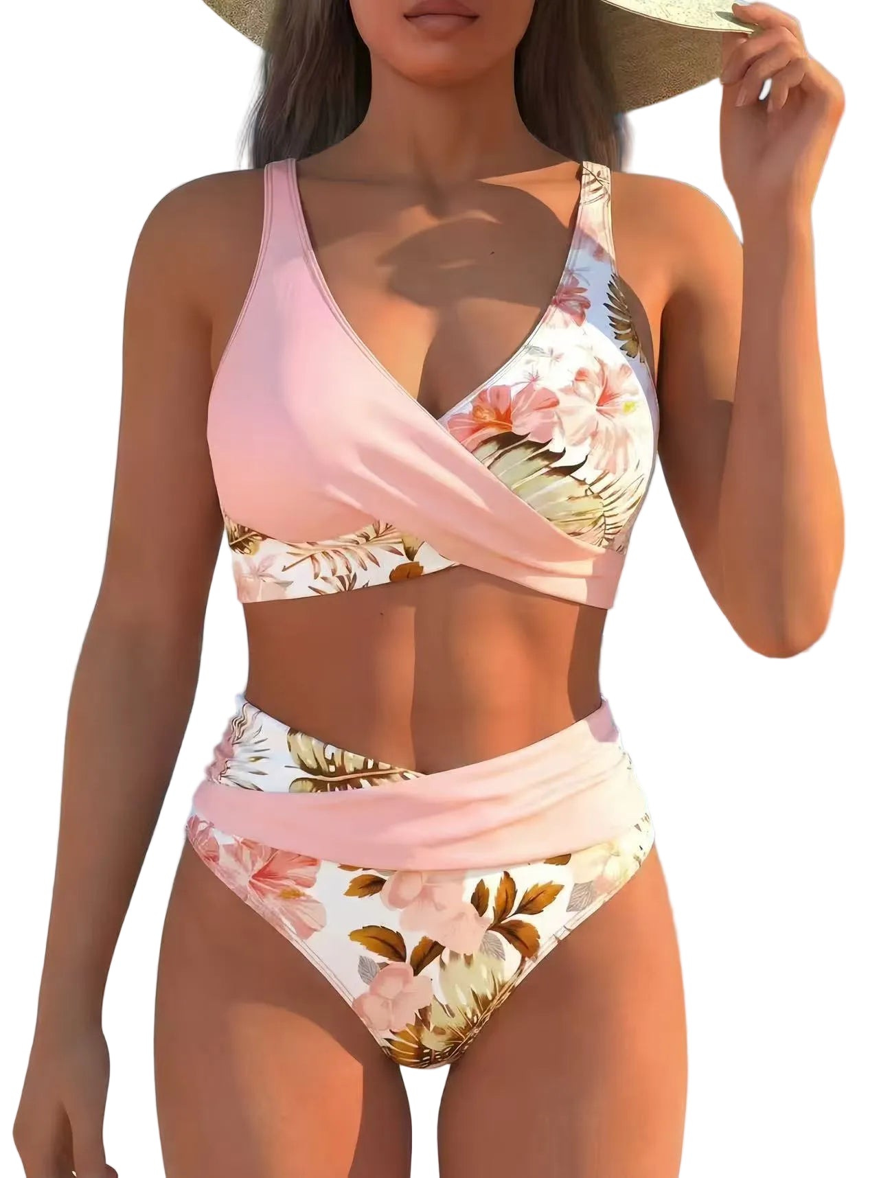 Women's Floral Print Bikini Casual Set - cas7m