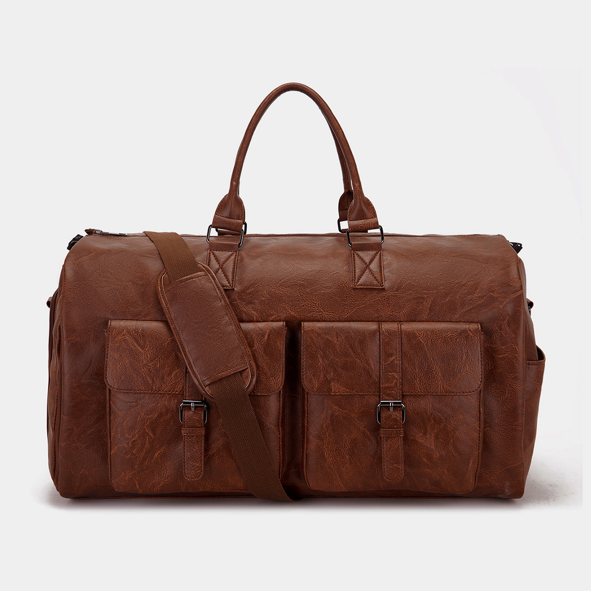Travel Convenient Portable Garment Bag PU Leather Luggage Bag - cas7m