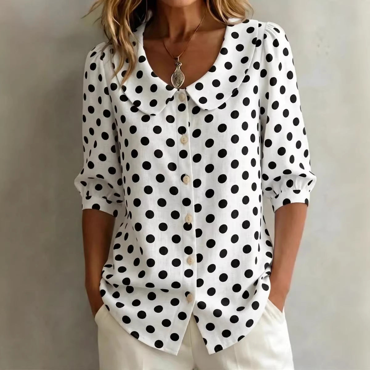 Retro Polka Dot Pattern Womens Shirt - cas7m