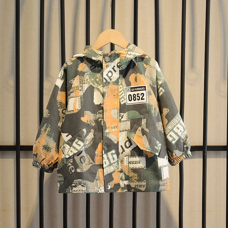 Boys' Autumn Korean Casual Hooded Camouflage Jacket - cas7m