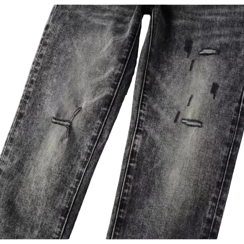 Streetwear Distressed Ripped Slim Fit Men's Jeans