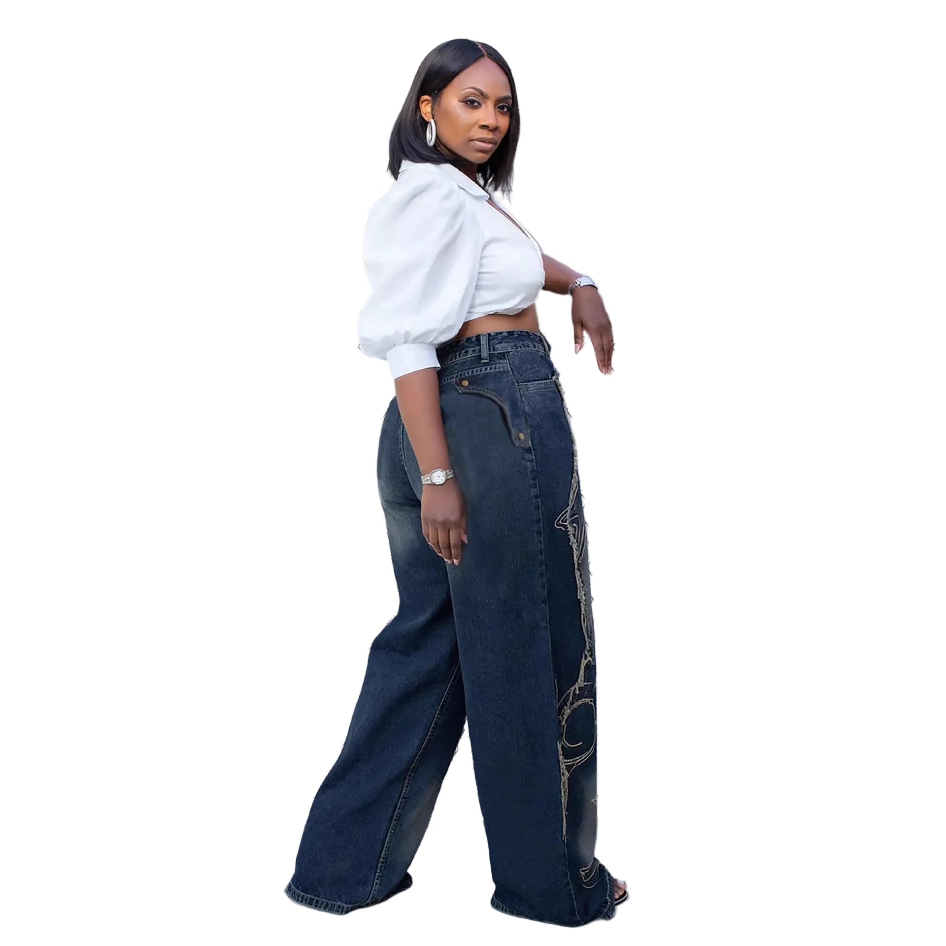 Desert Style Distressed Raw Hem Knife Jeans