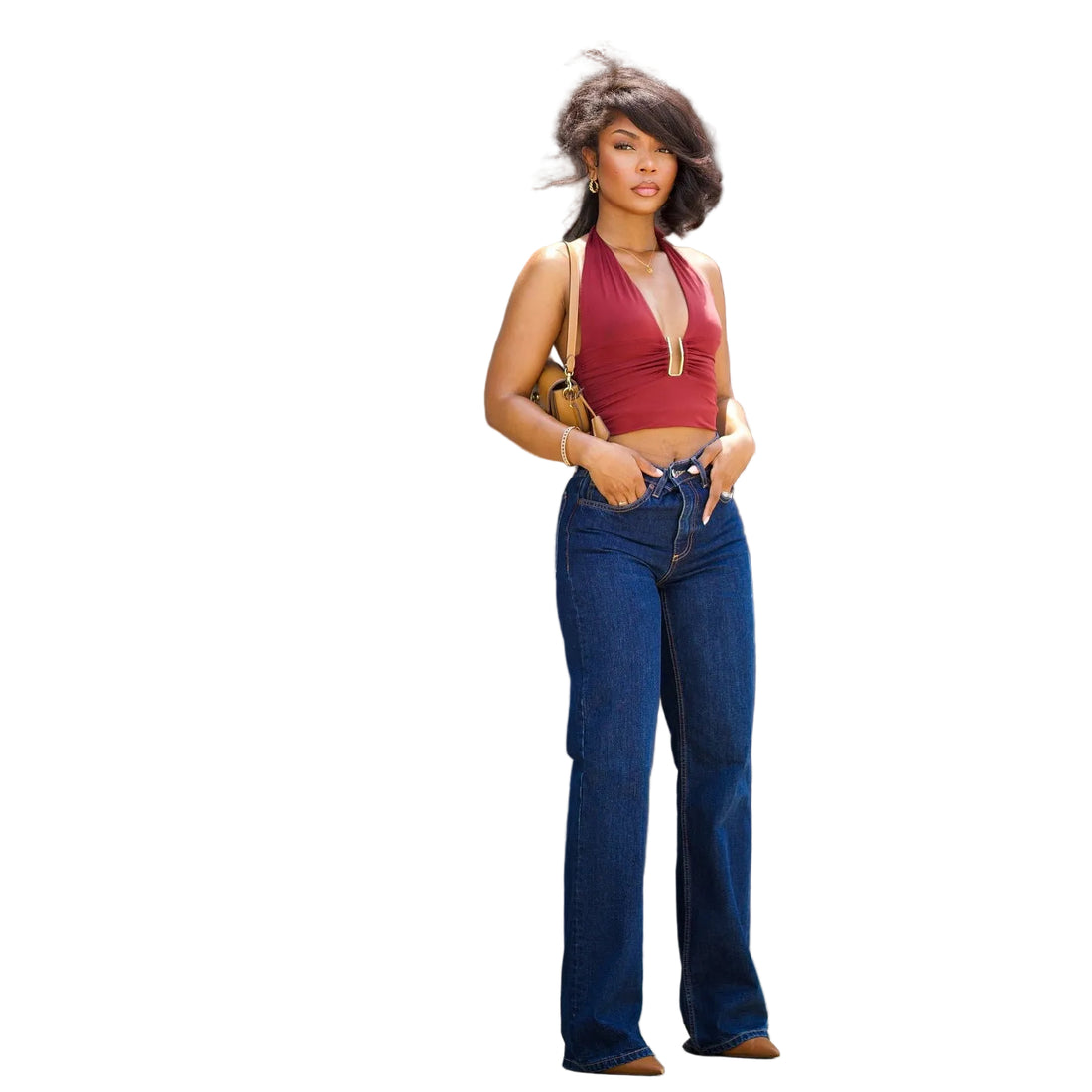 Simple Basic Straight Leg Washed Denim Pants