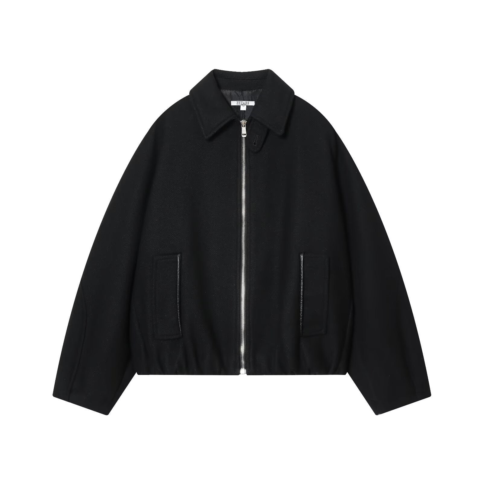 Collar long sleeved zipper pilot jacket