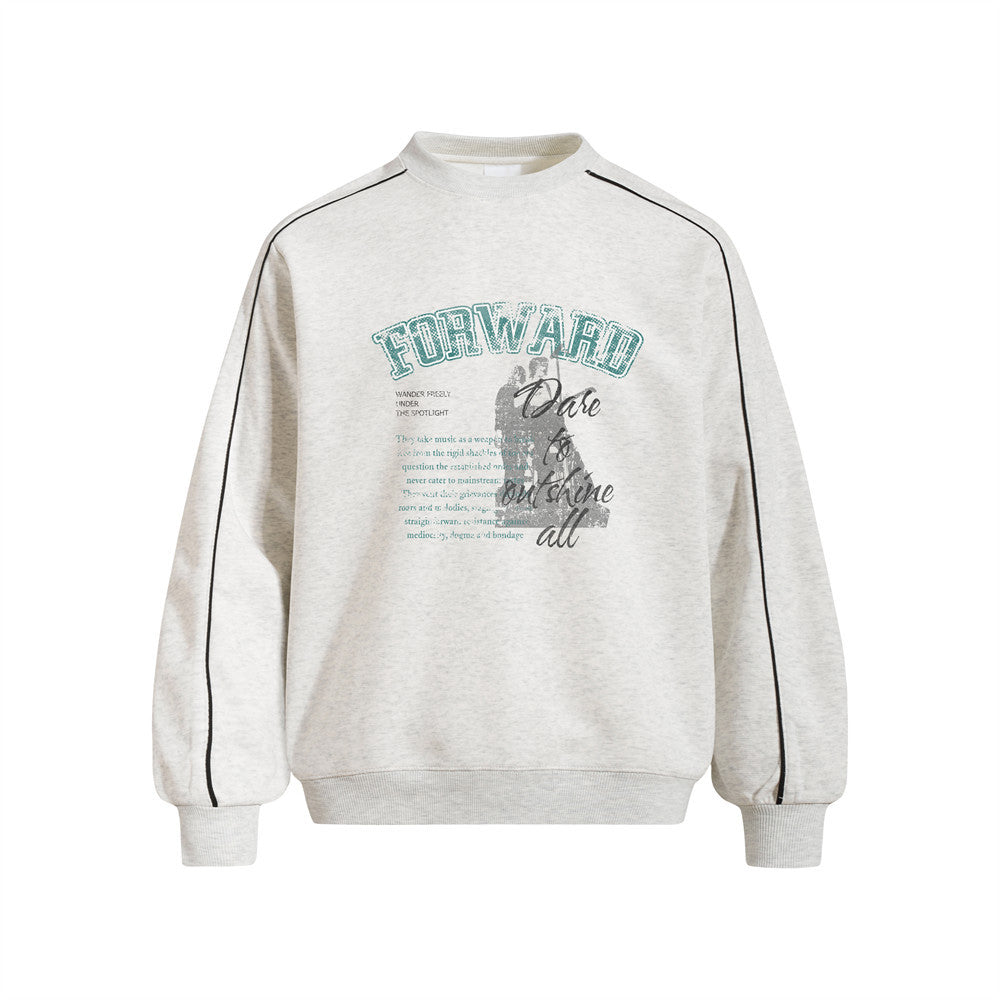 Men's Street Casual Letter  Silhouette Print Long Sleeve Crew Neck Pullover Sweatshirt