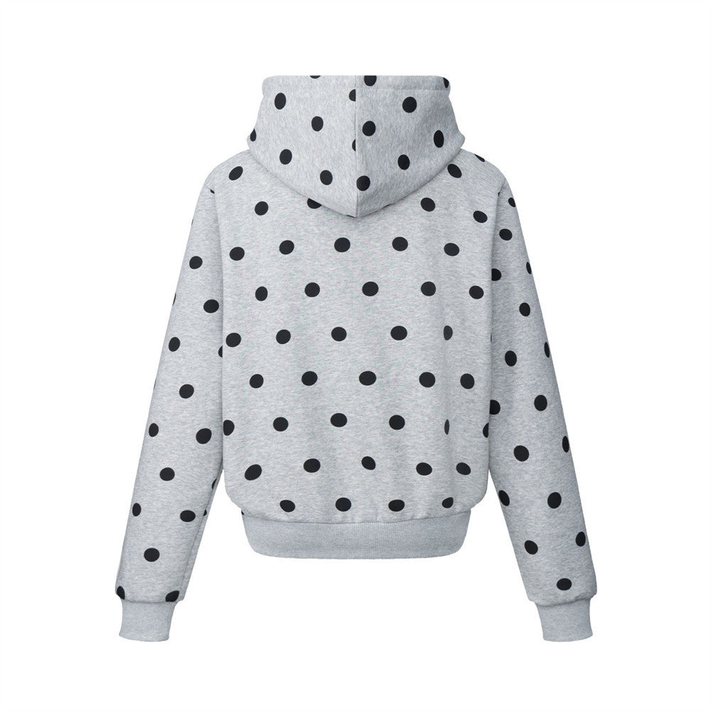 Men's Casual Streetwear Color-Block Polka Dot Hooded Zip-Up Cardigan Sweatshirt Jacket
