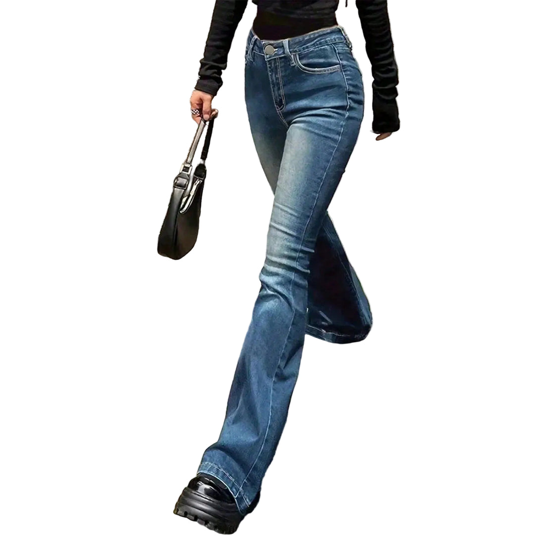 Summer Women's Versatile Charming Flared Jeans, Elegant Simple Fashion Long Pants
