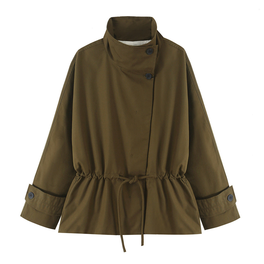 Long sleeved high neck casual loose solid color Parker jacket
