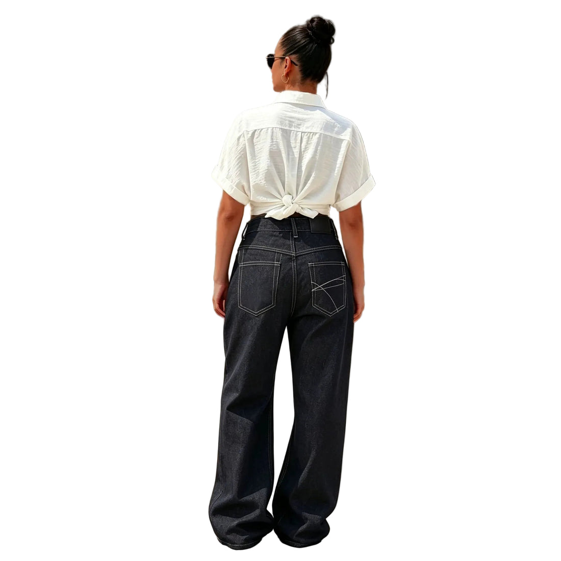 NewTopstitching Multi-button Fly Front Denim Pants