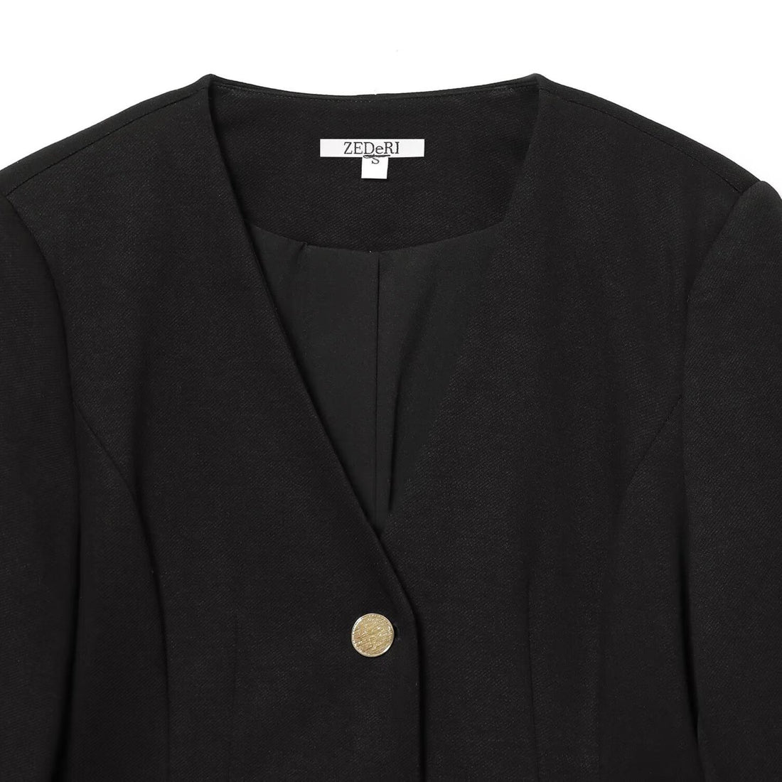 V-neck single breasted suit jacket with shoulder pads