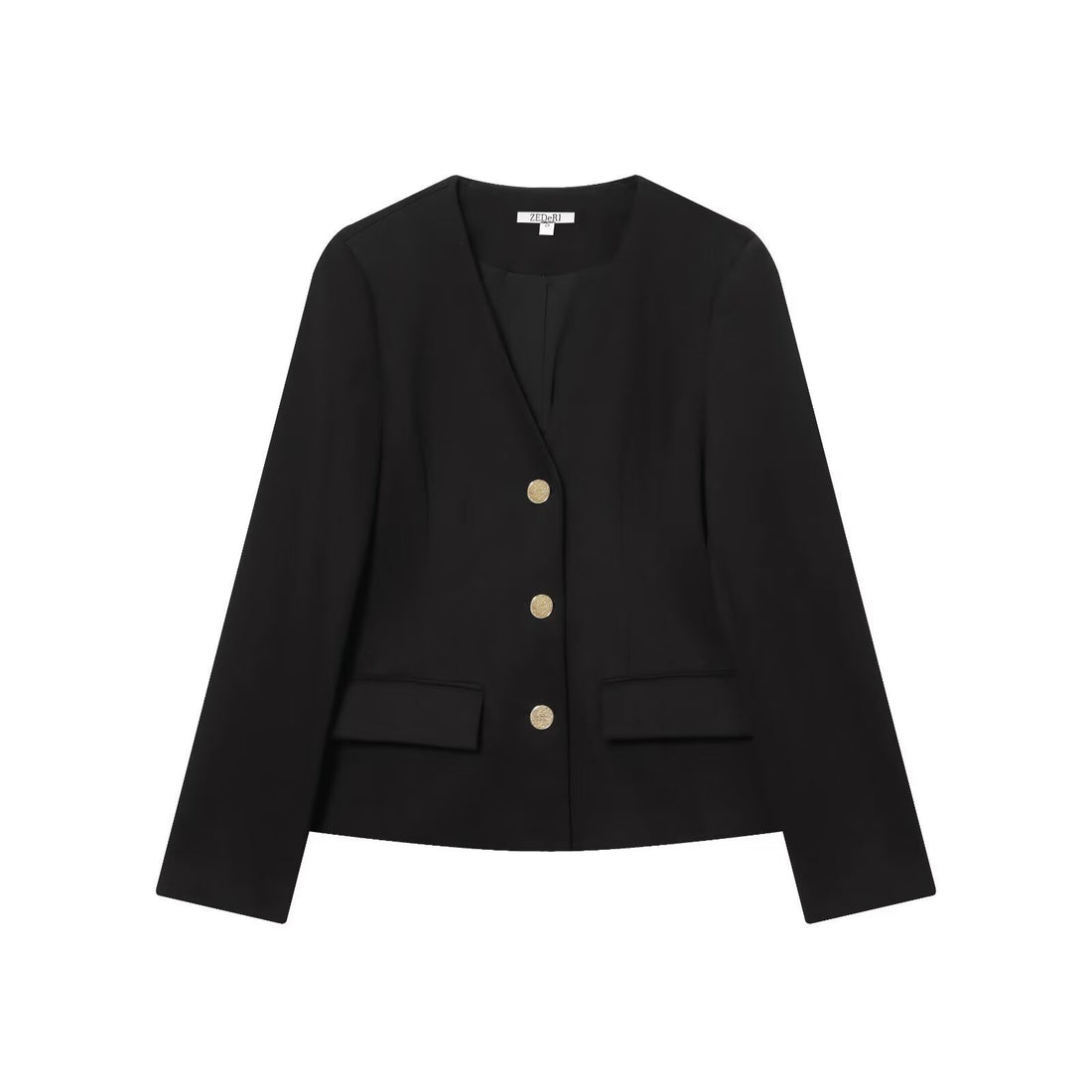 V-neck single breasted suit jacket with shoulder pads