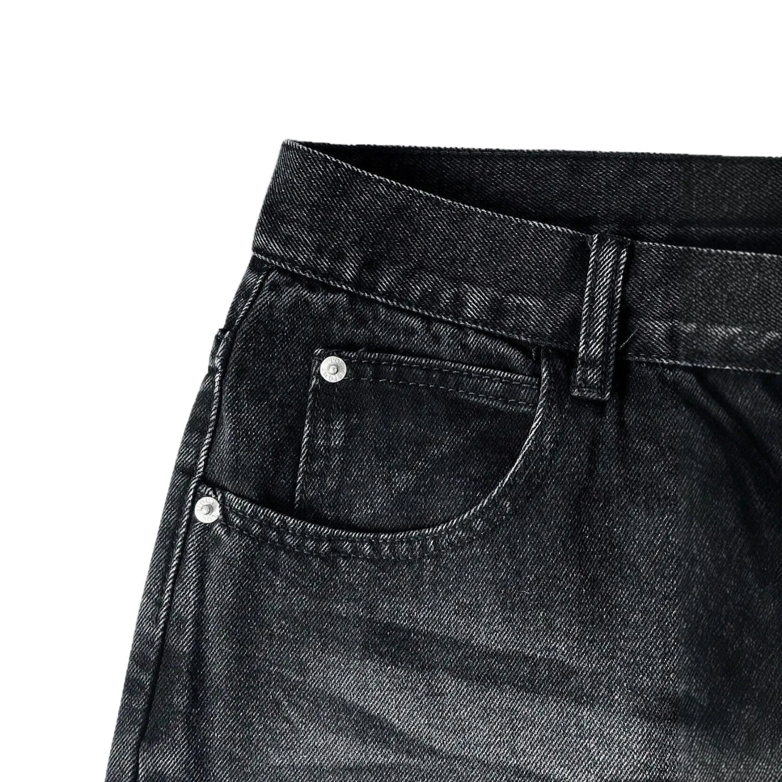 Cotton Casual Pants Men Summer Vintage Washed Denim Jeans Fashion Retro Design Black Relaxed Fit Pants