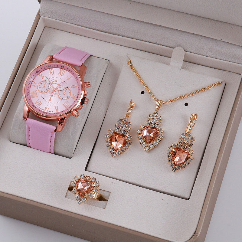 Ladies Graduated Belt Watch Jewelry Set - cas7m