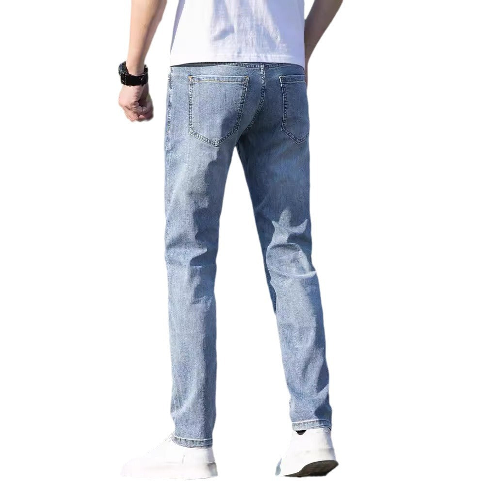 Summer Thin Jeans Men's Slim-fit Straight Trousers - cas7m