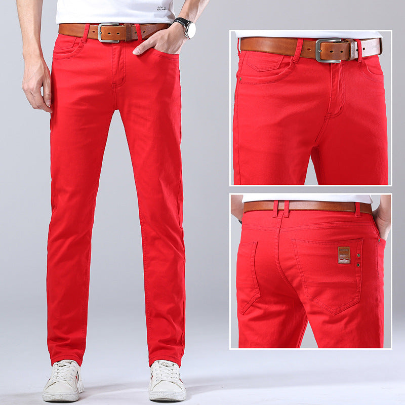 Casual Men's Slim Straight Stretch Colored Trousers - cas7m