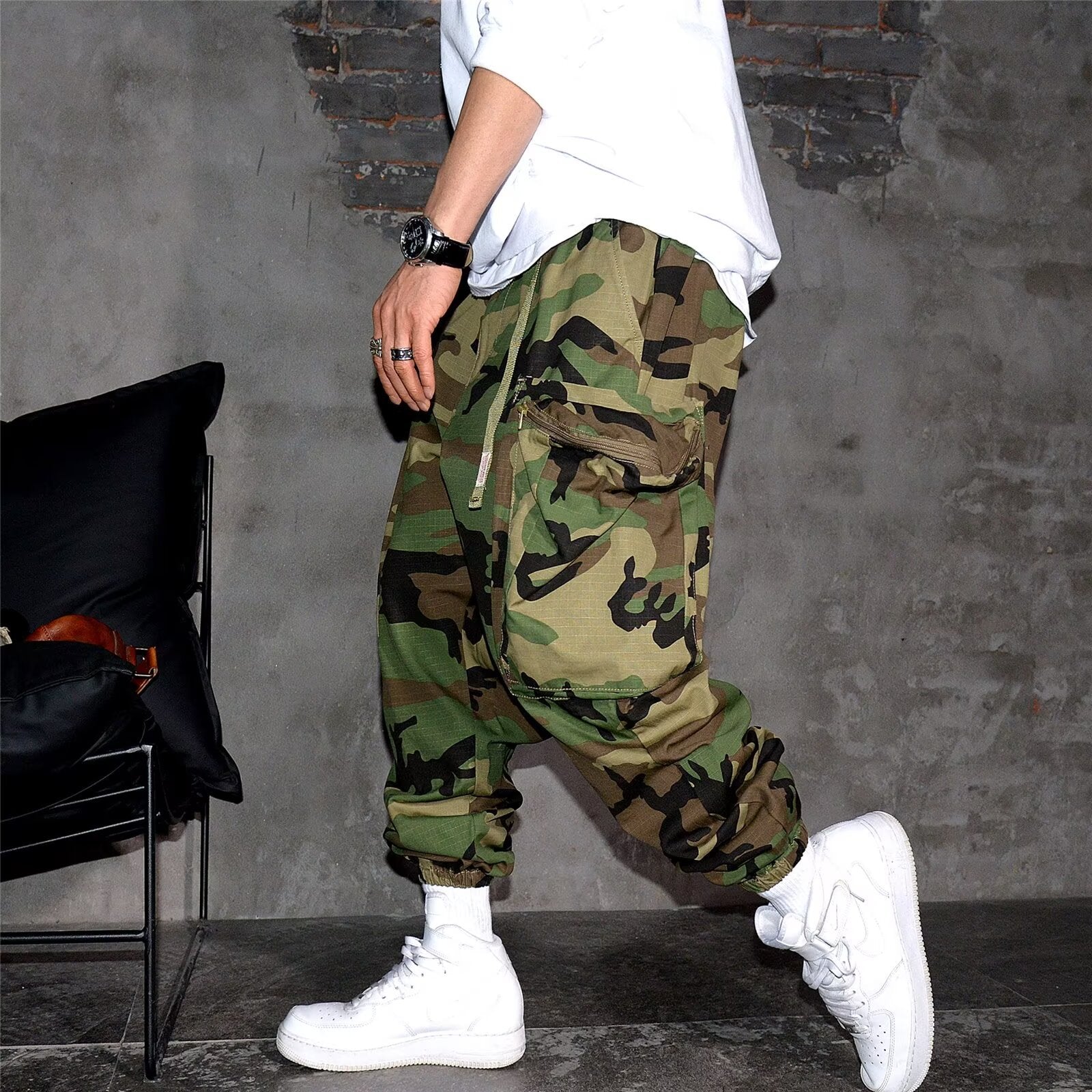 Retro High Street Camouflage Men Casual Working Pants - cas7m